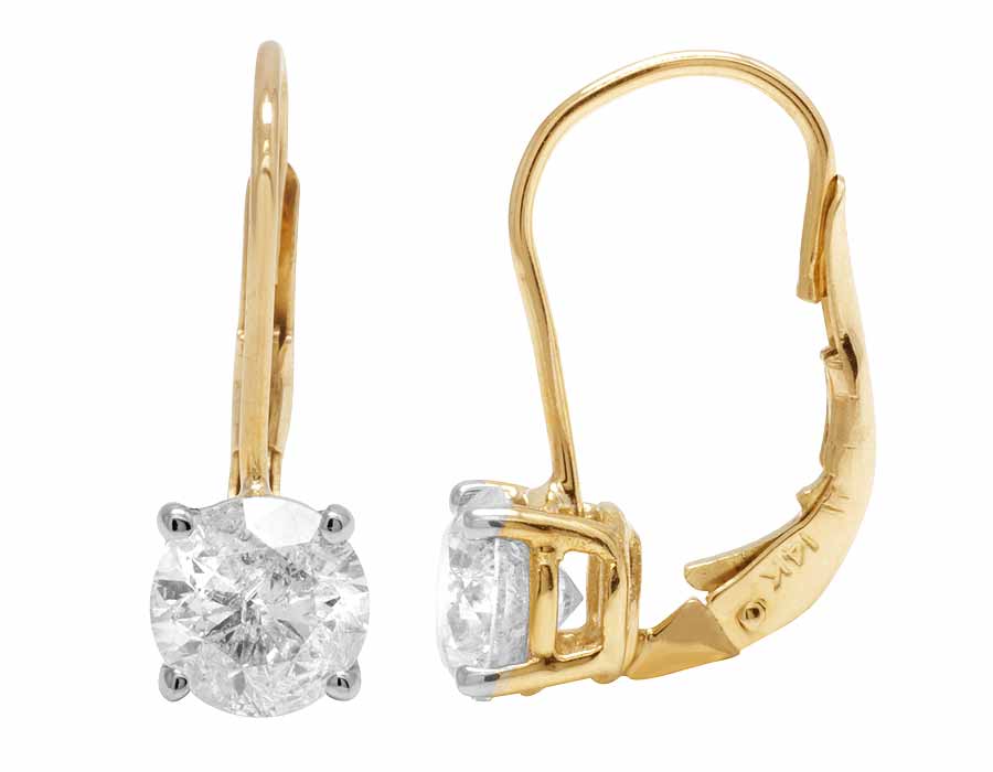 Jewelrydays 14kt Yellow Gold Diamond Fashion Lever Back Earrings Jewelry Unlimited 14k Yellow Gold Genuine Diamond Solitaire Las Leverback Dangle Earring 1 50ct