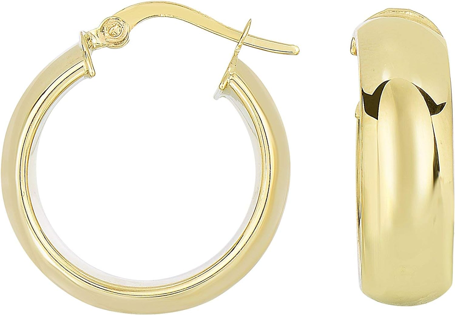 JewelStop 14k Yellow Gold Bombe Hoop Earrings -20 mm X 8 mm, 3.25gr.