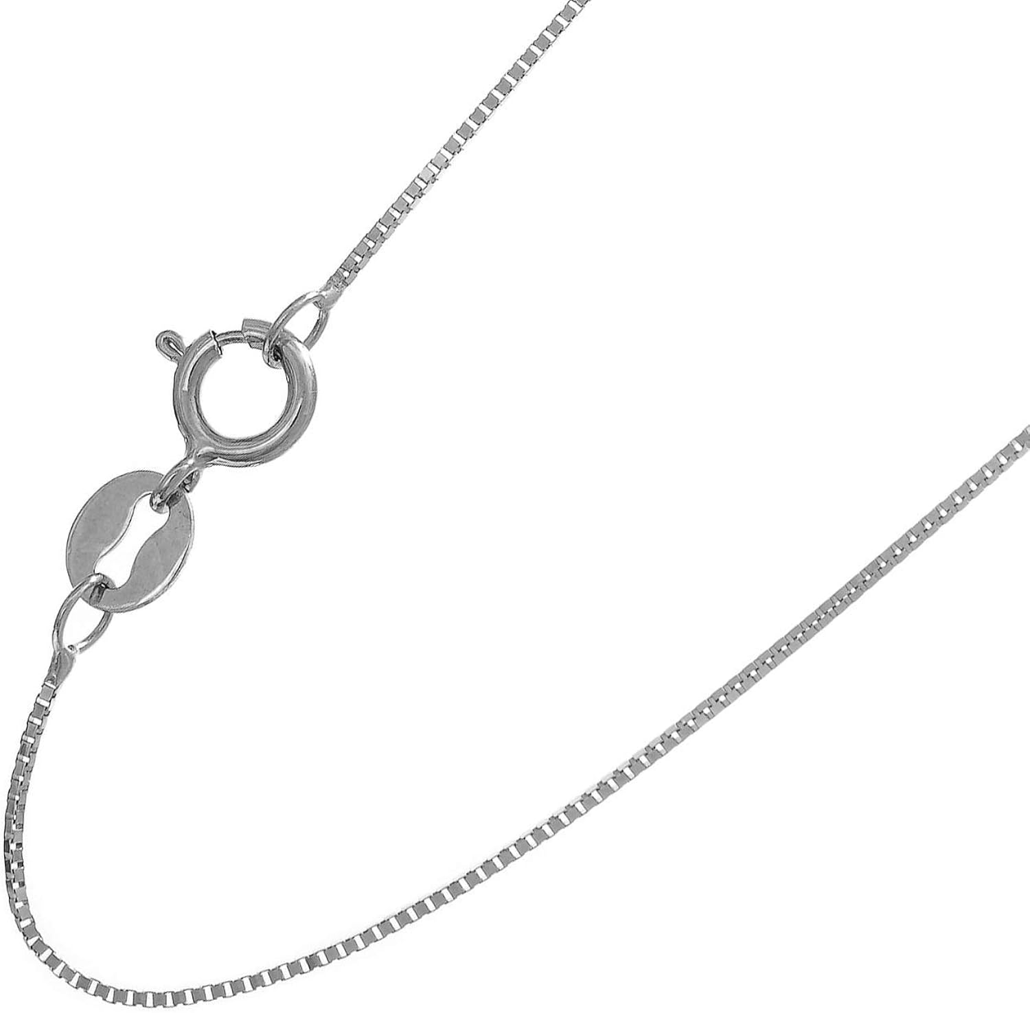 JewelStop 925 Sterling Silver Rhodium Plated 0.7 mm Box Chain Necklace, Spring Ring Clasp - 20 Inches, 1.6gr.