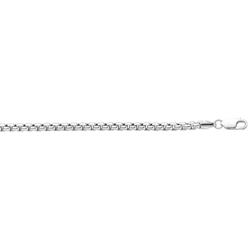 JewelStop Sterling Silver Rhodium 2.5mm Round Shiny Box Chain Necklace, Lobster Lock - 22 Inches, 32.9gr.