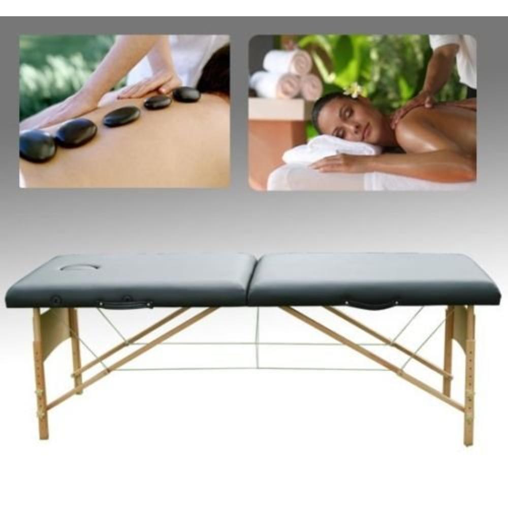 Globe House Products GHP Portable Leather Folding Massage Table SPA Bed with Black Case
