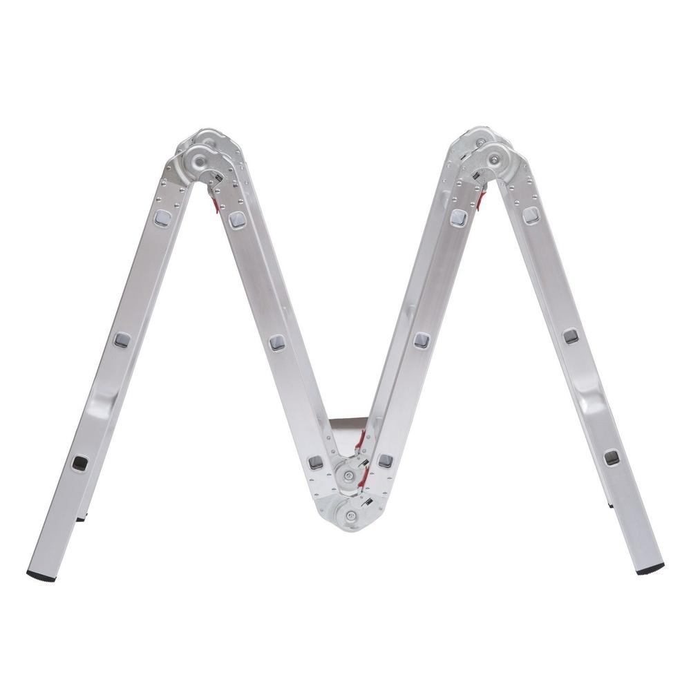 Globe House Products GHP 12.8 FT Heavy Duty Aluminum Multi-functional Foldable Ladder