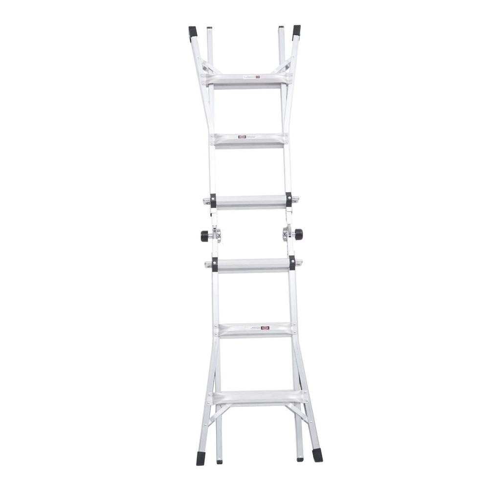Globe House Products GHP 12.8 FT Heavy Duty Aluminum Multi-functional Foldable Ladder
