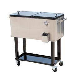Stainless Steel Rolling Patio Cooler Globe House Products Ghp 80 Quart Silver Black Stainless Steel Patio Portable Party Cooler Cart