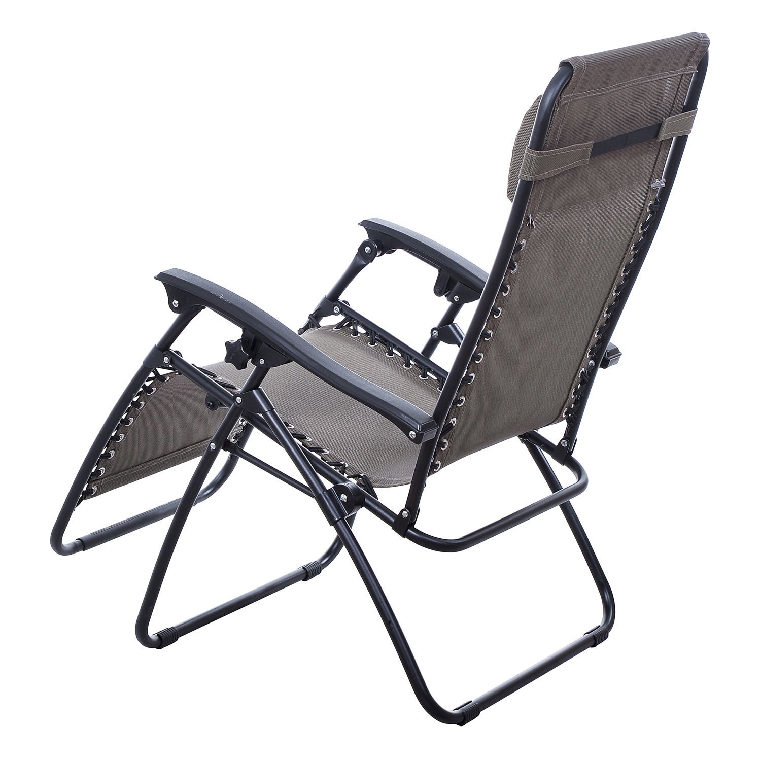 Globe House Products GHP 20lbs Brown Zero Gravity Folding Lounge Chair w 300lbs Weight Capacity