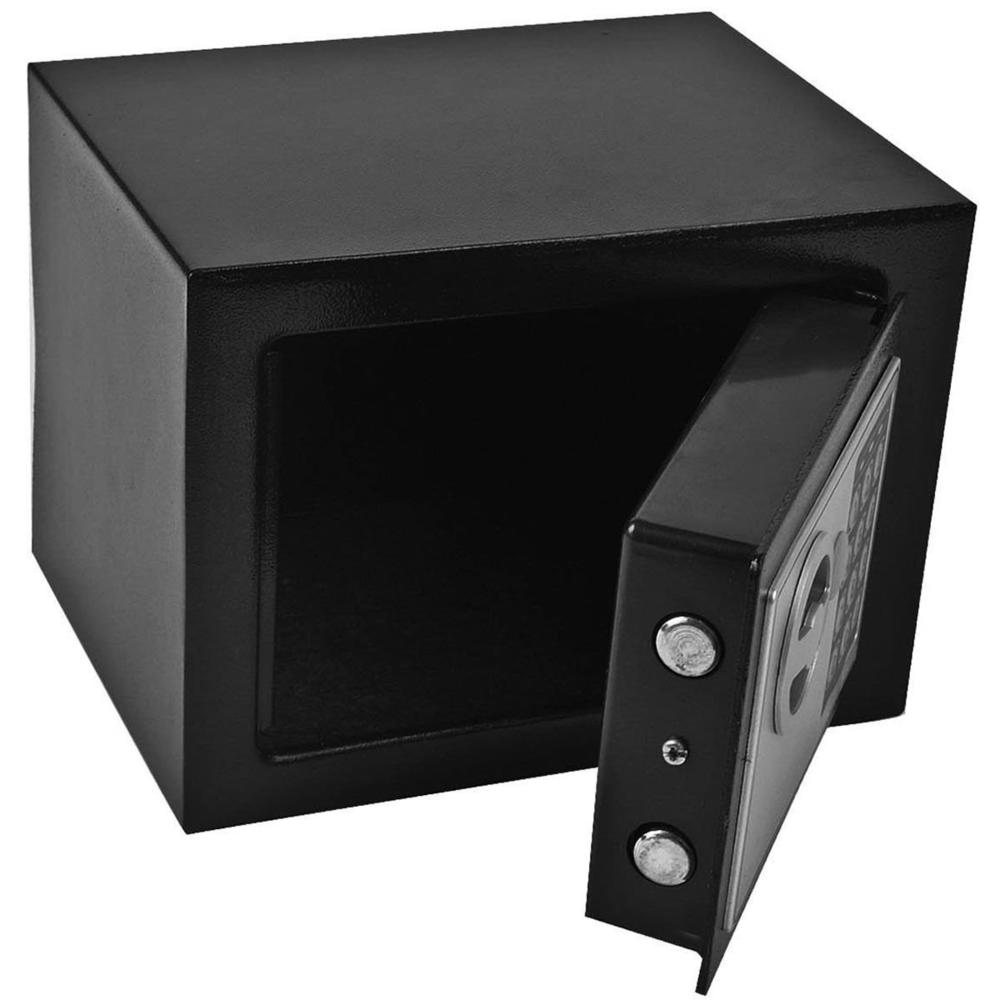 Globe House Products GHP 8.9" X 6.5" X 6.5" Black Solid Steel Digital Electronic Small Safe Box