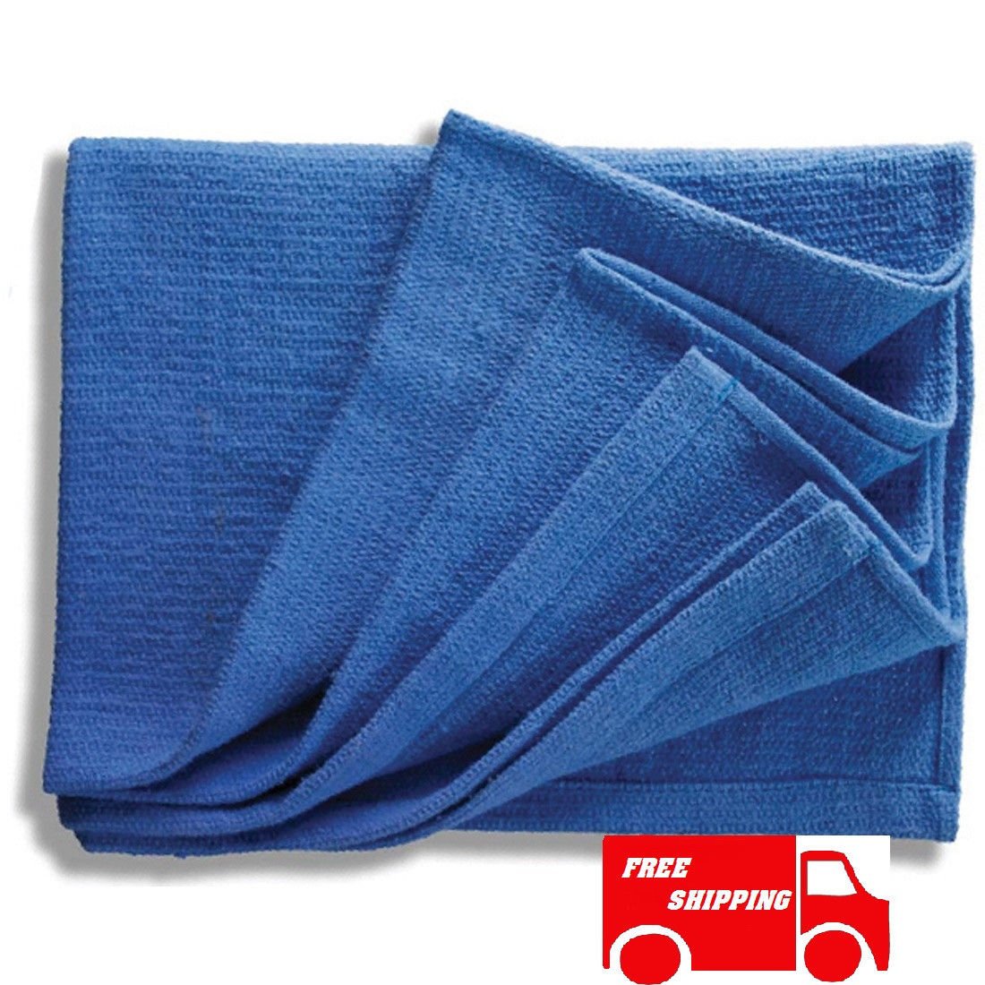 Globe House Products GHP 48 Blue Glass Cleaning Shop Towel/huck Towels Janitorial Lint