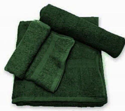 Globe House Products GHP Lot of 60 Deep Green Salon 16"x27" Dobby Border Ringspun Cotton Hand Towels