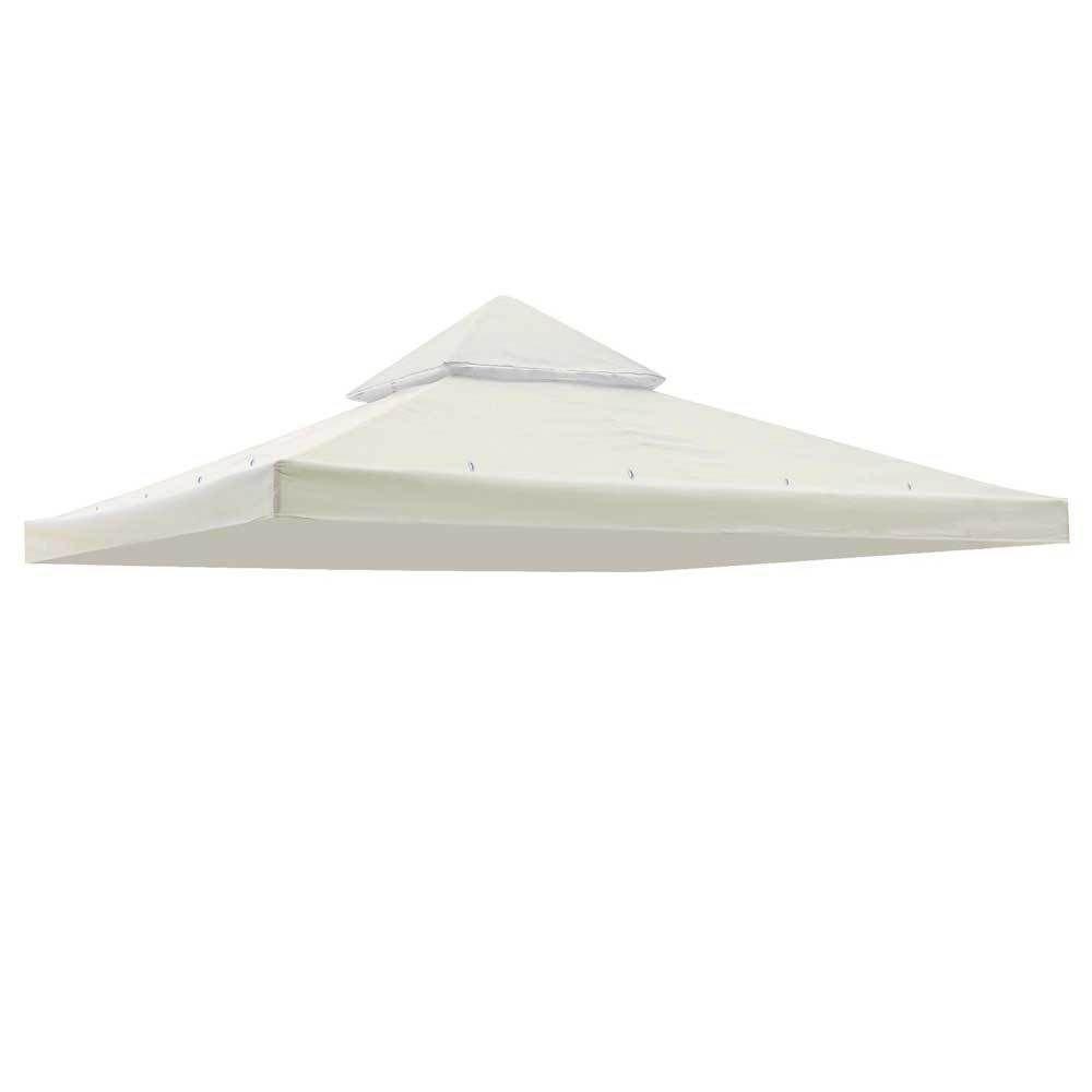 Globe House Products GHP Ivory Polyester 12'x 12' Dual-Tier Gazebo Replacement Canopy Cover