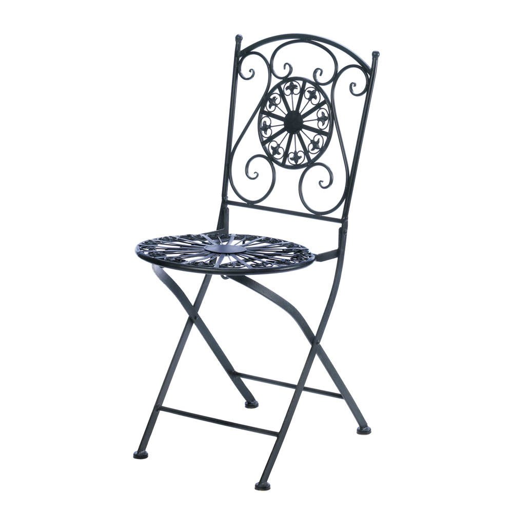 Globe House Products GHP Fleur-De-Lis Design Cast Iron Outdoor Patio Chair