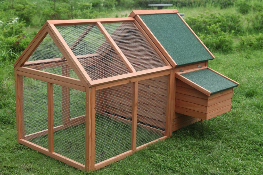 Globe House Products GHP Home & Garden 61''Lx64''Wx44''H Fir Wood Heavy Duty Deluxe Poultry Hutch