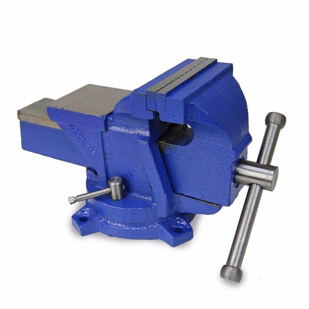 Globe House Products GHP 8" Jaw Width Cast Iron 360° Double Locking Swivel Base Tabletop Bench Vise Clamp