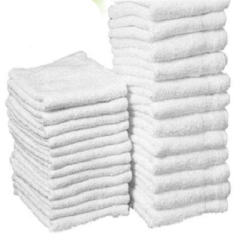 Globe House Products GHP 100-Pcs 12"x12" White Cotton Terry Shop Rag Wiping Cleaning Janitorial Towels