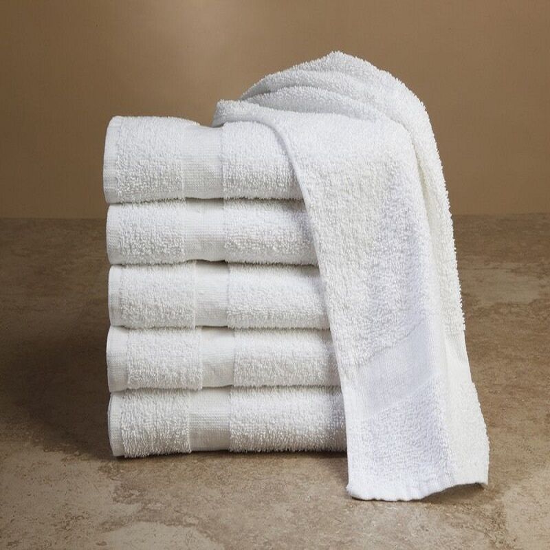 Globe House Products GHP 2-Pcs Off White 24"x48" 100% Cotton Single Cam Border Absorbent Bath Towels