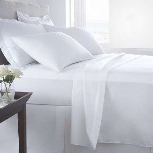 Globe House Products GHP 12-Pcs White 81"x104" Bleach Safe Poly Cotton Blend Full Size Flat Bed Sheets