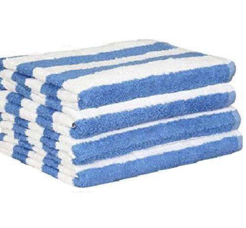 Globe House Products GHP 2-Pcs Blue and White Stripe 30"x60" 100% Ring Spun Cabana Beach/Pool Towels