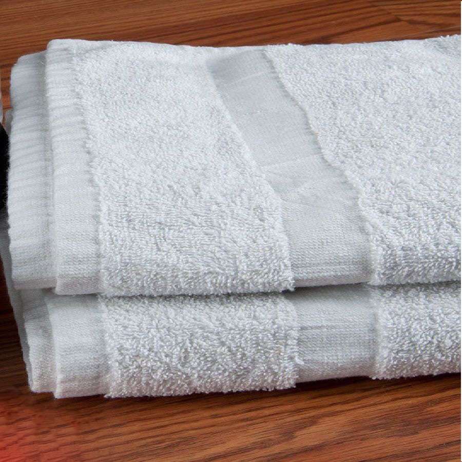 Globe House Products GHP 12-Pcs White 24"x50" Lightweight & Durable Single Cam Border Economy Bath Towels