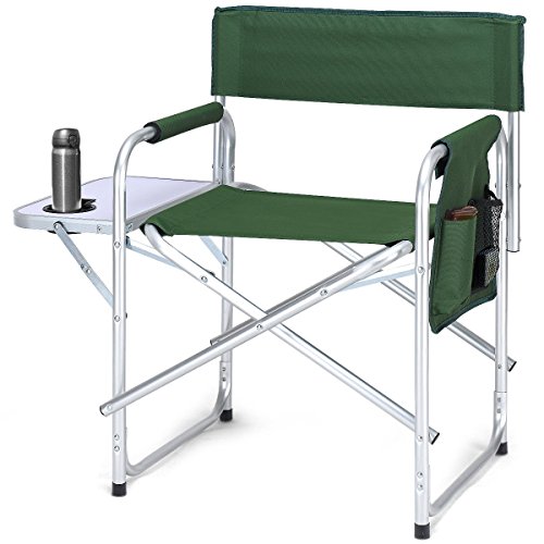 Gl Folding Directors Chair Camping Heavy Duty Aluminum Globe House Products Ghp Green 600d Oxford Fabric Folding Aluminum Director S Chair With Cup Holder