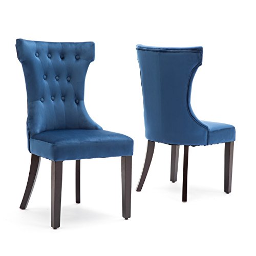 Globe House S Ghp 2 Pcs Blue, Blue Microfiber Dining Chairs