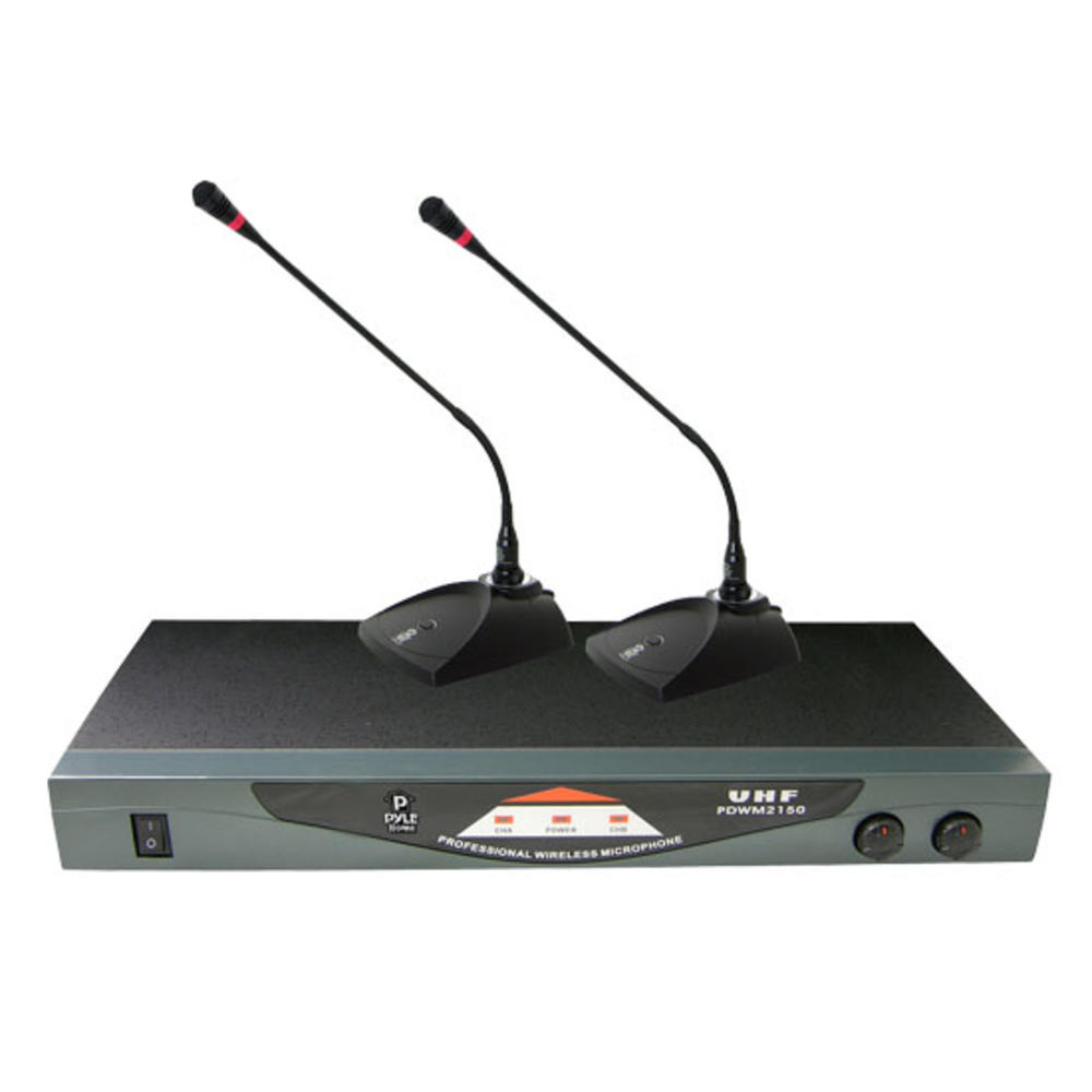 PYLEPRO New Pyle PDWM2150 Professional Dual Table Top VHF Wireless Microphone System