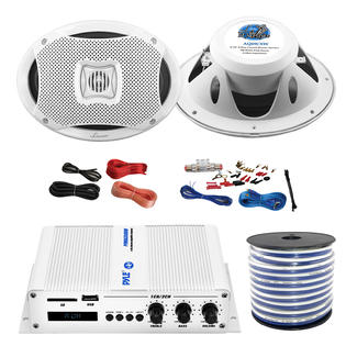 Lanzarmarine 2 Ch Marine Amplifier 6x9 500 Watt White