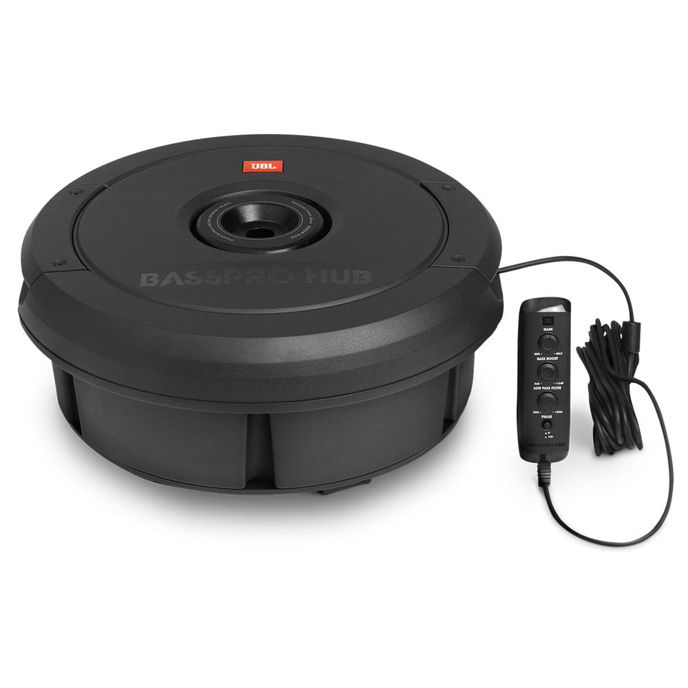 JBL BassPro Hub 11" (279mm) Spare Tire Subwoofer with Built-In 200W RMS Amplifier with Remote Control