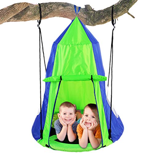 SereneLife SLSWNG350 Kids Hanging Chair Tent Swing Hammock Nest Pod Hanging Swing Chairs - Outdoor Indoor Bedroom Sensory Swing