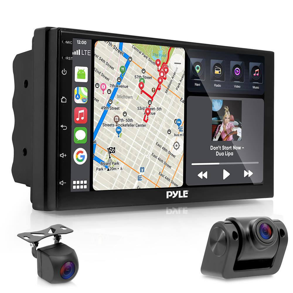 Pyle PLINEQ7 7" Double DIN Bluetooth WIFI GPS USB Car Stereo AM/FM Radio Multimedia Receiver with Front/Rear DVR Recorder