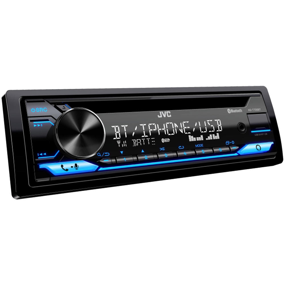 JVC Kenwood JVC KD-T720BT Single DIN AM/FM Radio Stereo USB AUX Bluetooth CD Player Multimedia Car Audio Receiver