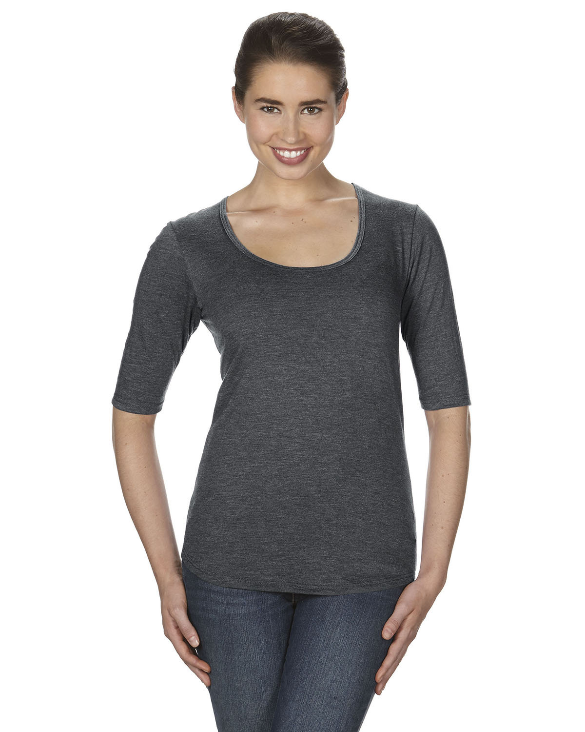 Anvil Women's Triblend Scoop Neck Half Sleeve T-Shirt 6756L