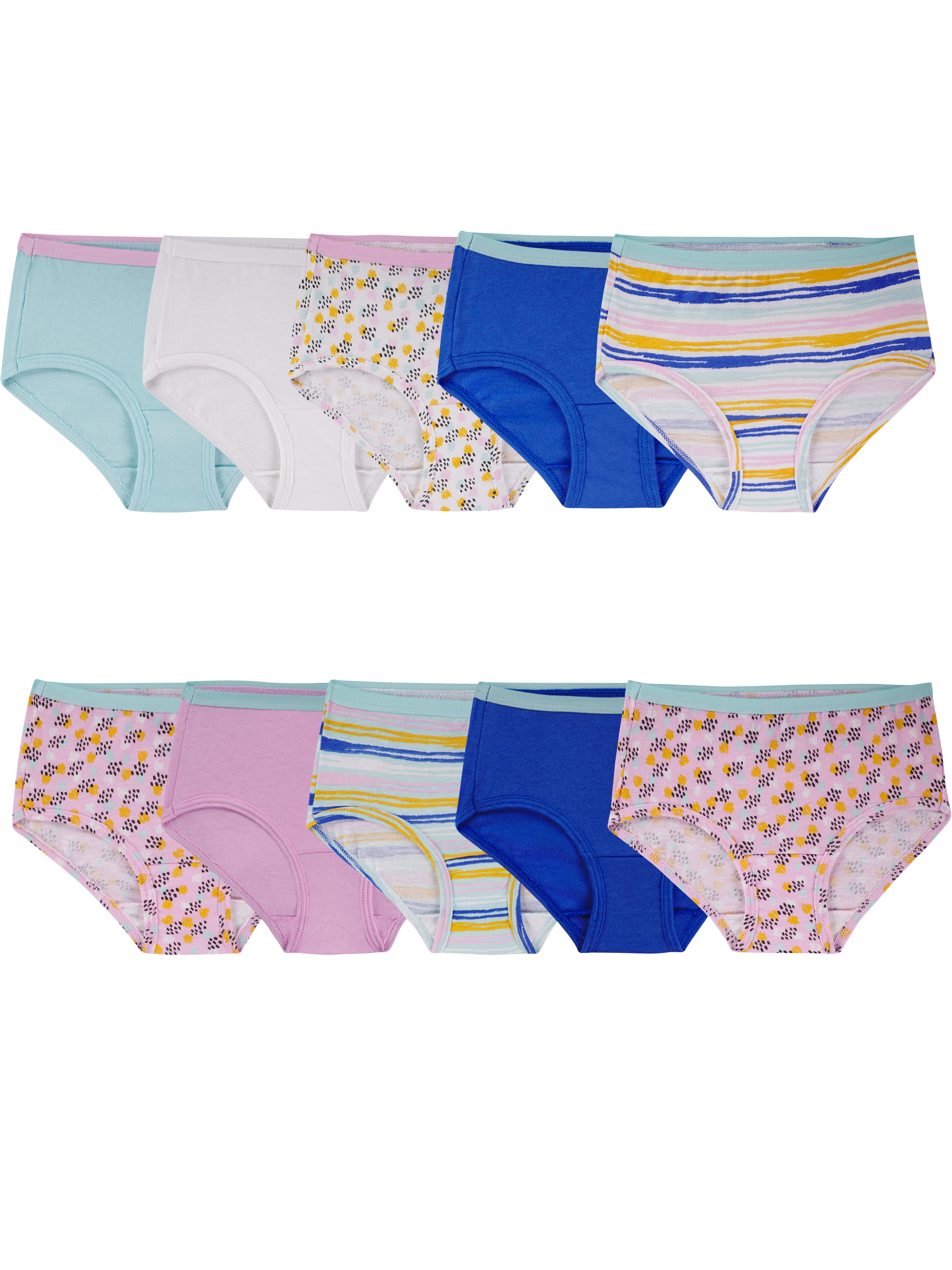 FRUIT OF THE LOOM GIRLS' ASSORTED COTTON BRIEF, 10 PACK