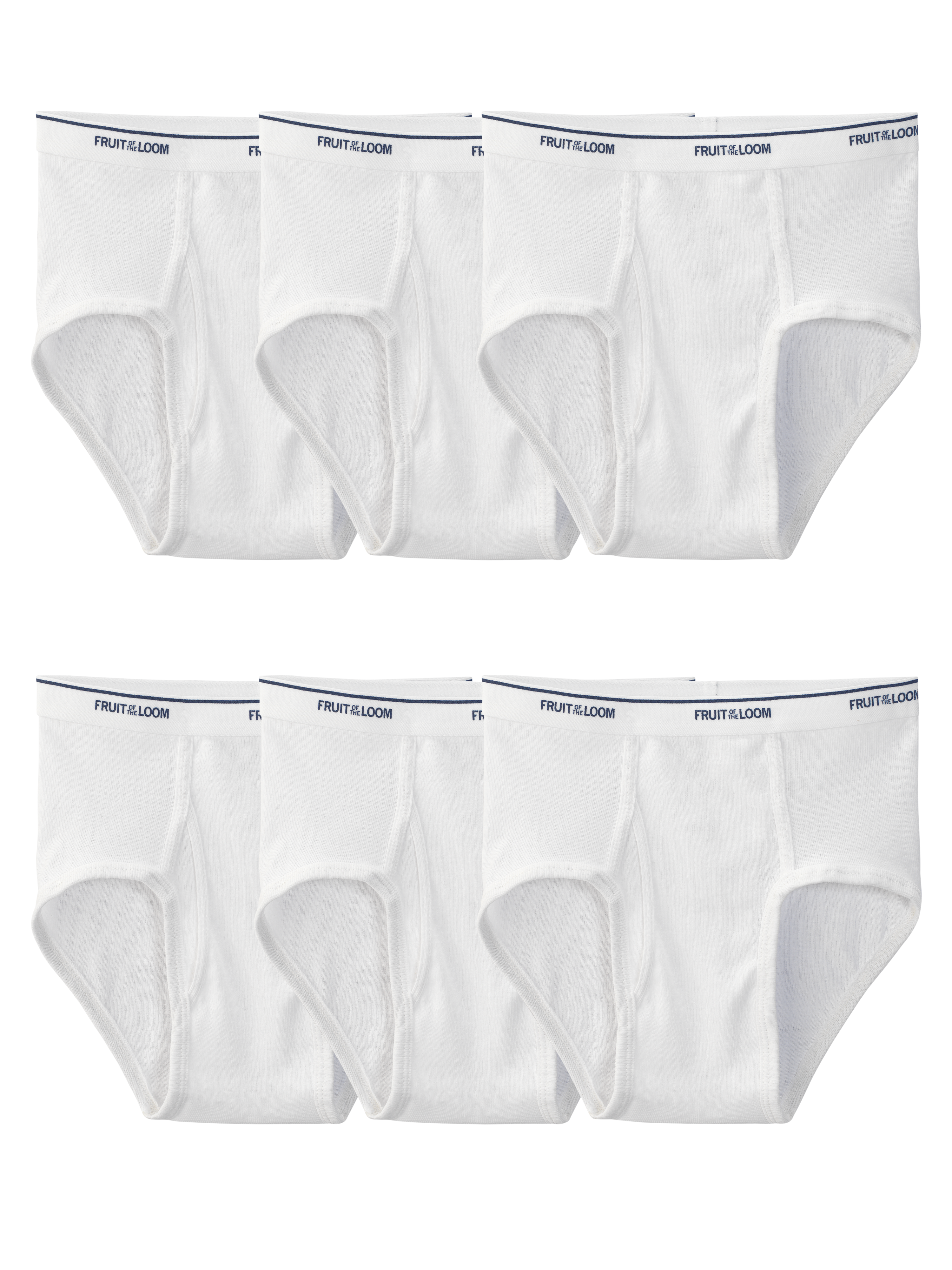 FRUIT OF THE LOOM MEN'S COTTON WHITE BRIEFS, 6 PACK
