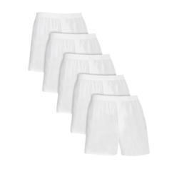 FRUIT OF THE LOOM MEN'S RELAXED FIT WHITE BOXERS, 5 PACK