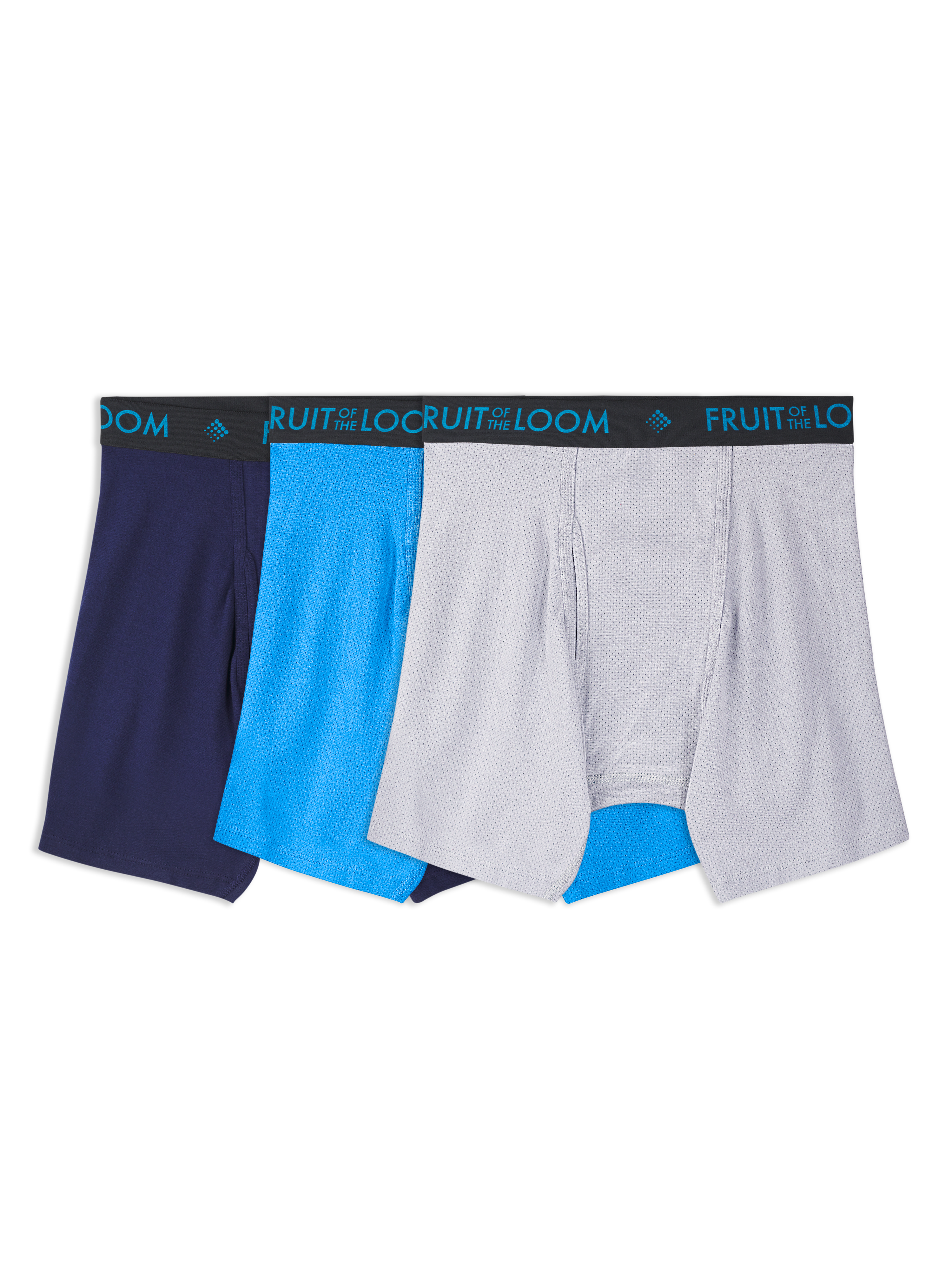 FRUIT OF THE LOOM MEN'S BREATHABLE COTTON MICRO-?MES ASSORTED COLOR BOXER BRIEF, 3 PACK