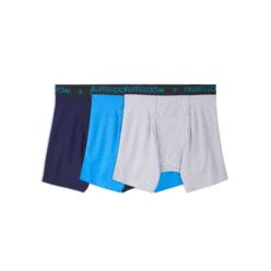 FRUIT OF THE LOOM MEN'S BREATHABLE COTTON MICRO-?MES ASSORTED COLOR BOXER BRIEF, 3 PACK