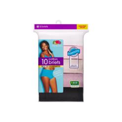 FRUIT OF THE LOOM WOMEN'S BODY TONE COTTON BRIEF PANTY, 10 PACK