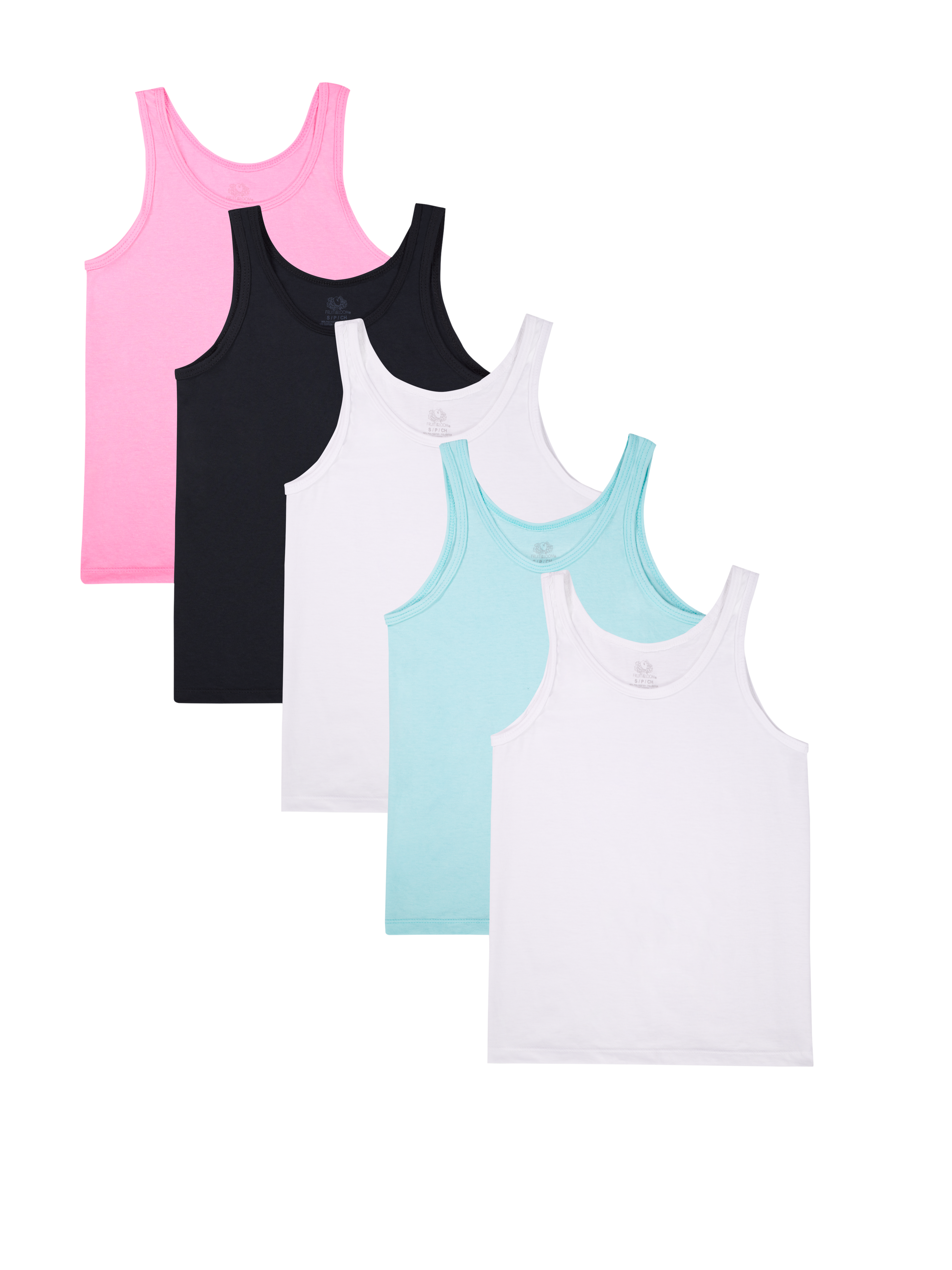 FRUIT OF THE LOOM GIRLS' ASSORTED TANK, 5 PACK