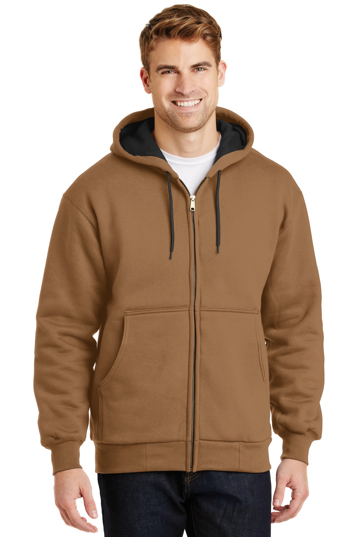 Cornerstone Men's Heavy Weight Brass Zipper Pouch Pocket Hooded Sweatshirt CS620
