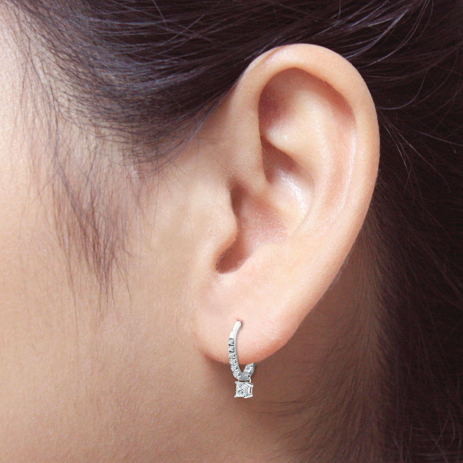 Diamond Wish Platinum Dangle 4 G Basket Princess Cut Diamond Wish Platinum Dangle 4 G Basket Princess Cut Earrings 1 2 Ct H Si1 Si2 Lever Back