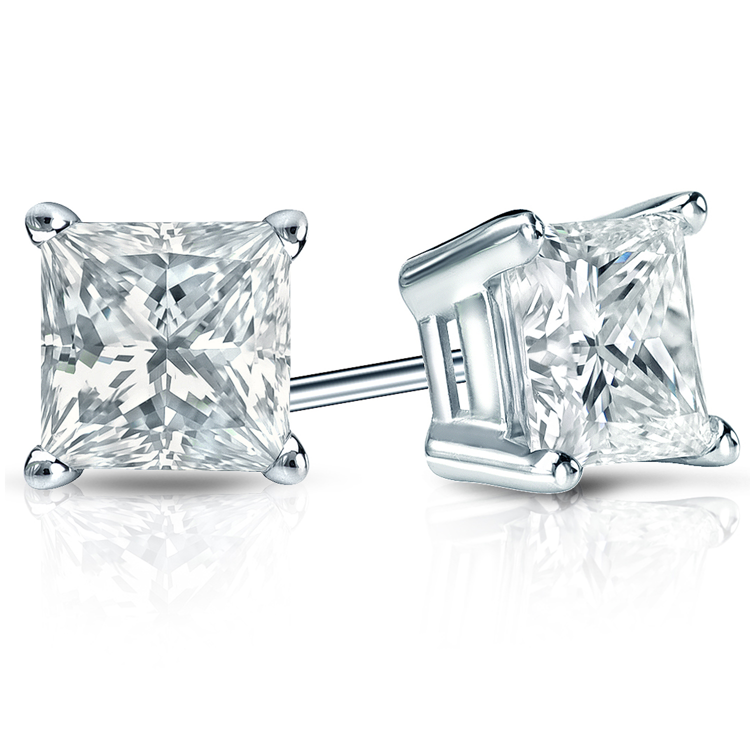 Diamond Wish Platinum 4 G Basket Princess Cut Stud Diamond Wish Platinum 4 G Basket Princess Cut Stud Earrings