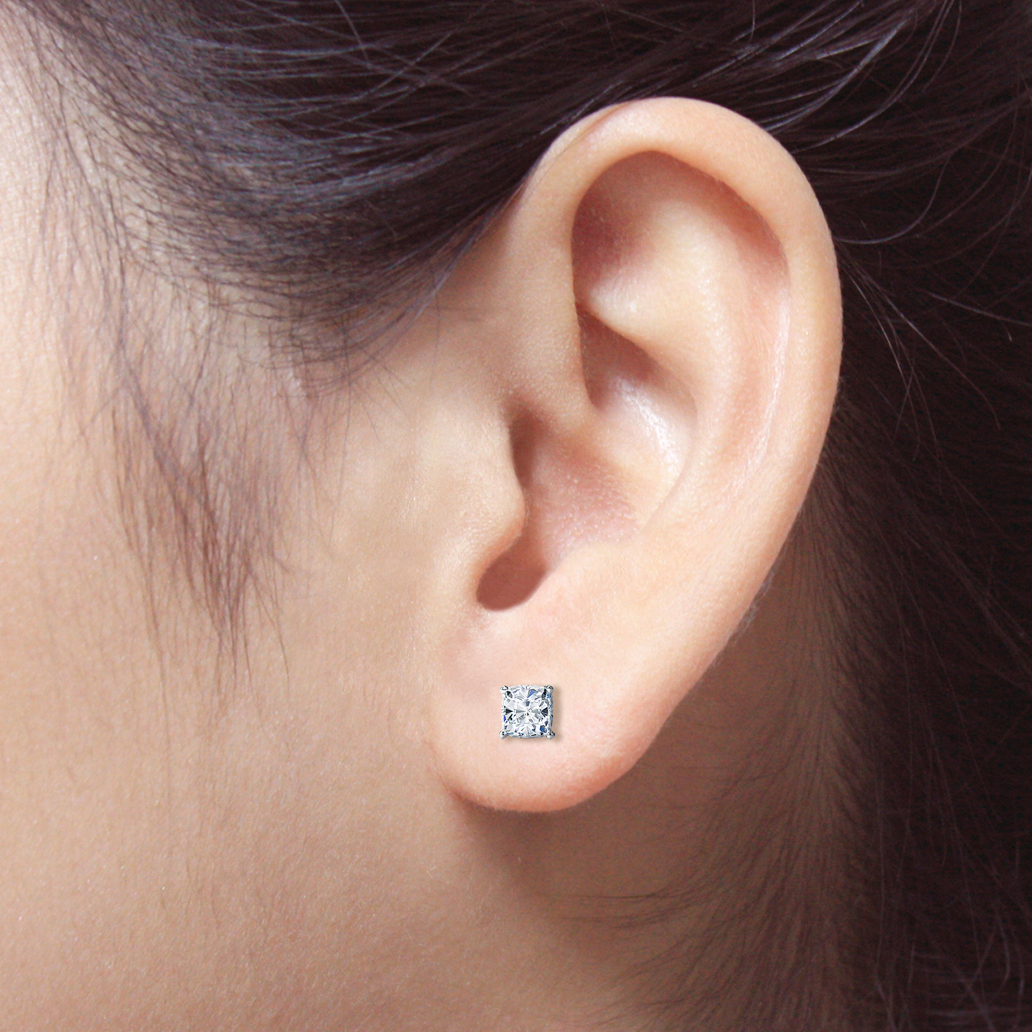 Diamond Wish 14k White Gold 4 G Basket Cushion Cut Stud Diamond Wish 14k White Gold 4 G Basket Cushion Cut Stud Earrings 1 2 Ct Si1 Si2