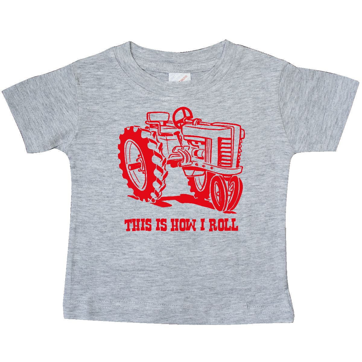 Inktastic This Is How I Roll Tractor RED Baby T-Shirt Antique Retro Farmer Funny