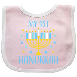 Inktastic Inktastic My 1st Hanukkah With Menorah And Stars Baby Bib Happy Merry Christmas