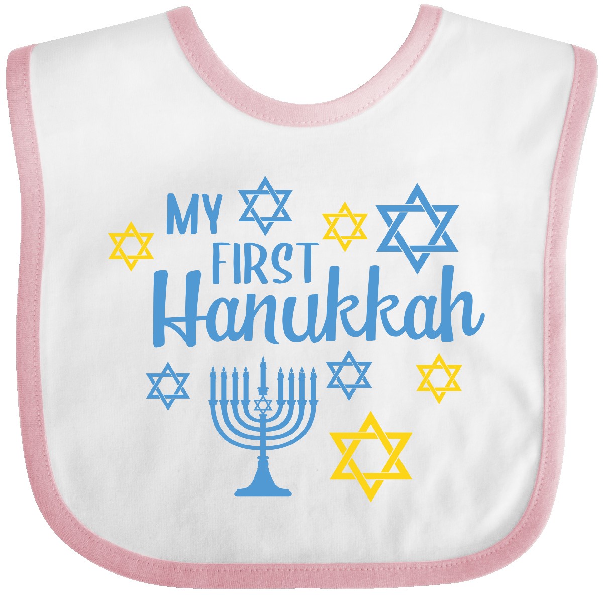 Inktastic Inktastic My 1st Hanukkah With Menorah And Stars Of David Baby Bib Happy Star