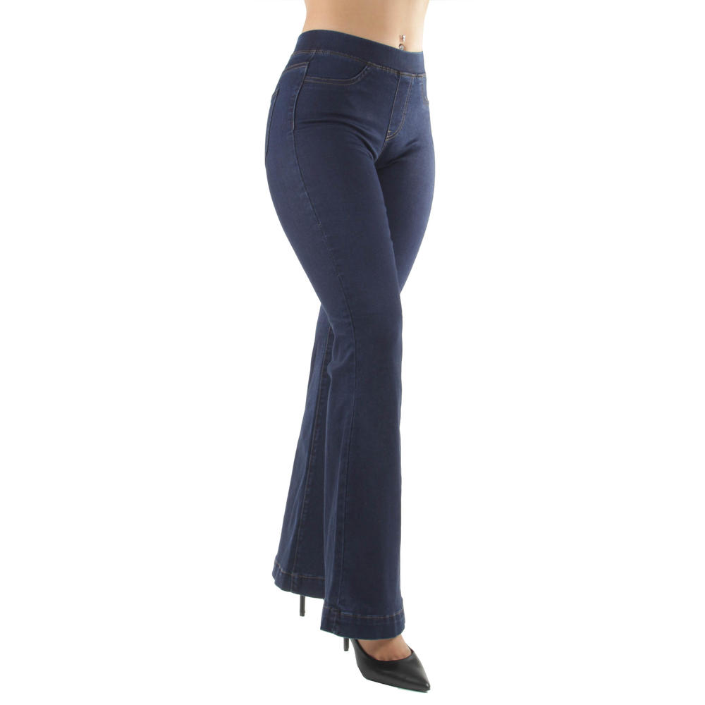 Fashion2Love FREE SHIPPING Women s Juniors Shaping Pull On Elastic Waist Stretch Denim Flare Jeans Fashion2Love FREE SHIPPING Women s Juniors Shaping Pull On Elastic Waist Stretch Denim Flare Jeans