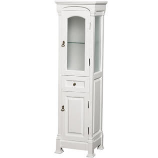 Wyndham Collection Solid Oak Bathroom Linen Tower With Cabinet Wyndham Collection Solid Oak Bathroom Linen Tower With Cabinet Storage In White