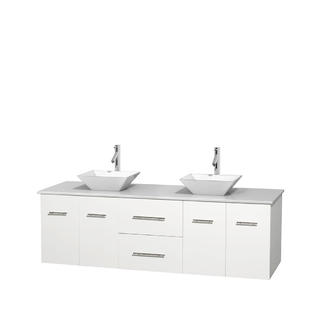 Wyndham Collection 72 Inch Double Bathroom Vanity In Matte White Wyndham Collection 72 Inch Double Bathroom Vanity In Matte White Man Made Stone Countertop Pyra Porcelain Sinks And No Mirror
