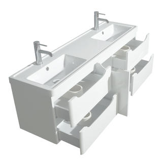 Wyndham Collection 60 Inch Double Bathroom Vanity In Glossy White