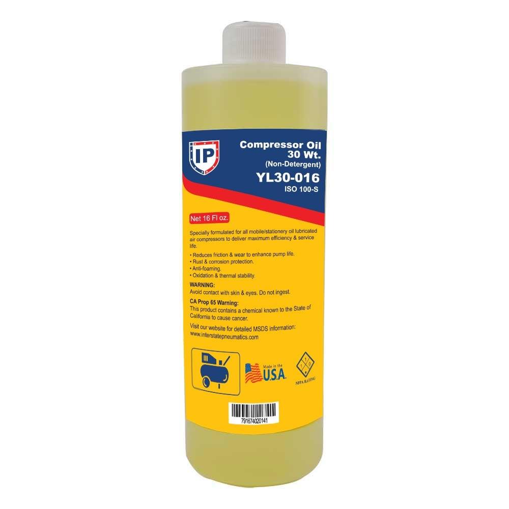 Interstate Pneumatics YL30-016 Non Detergent Compressor / Pressure Washer Pump Oil 30 Wt. â€“ ISO 100-S (16 oz.)