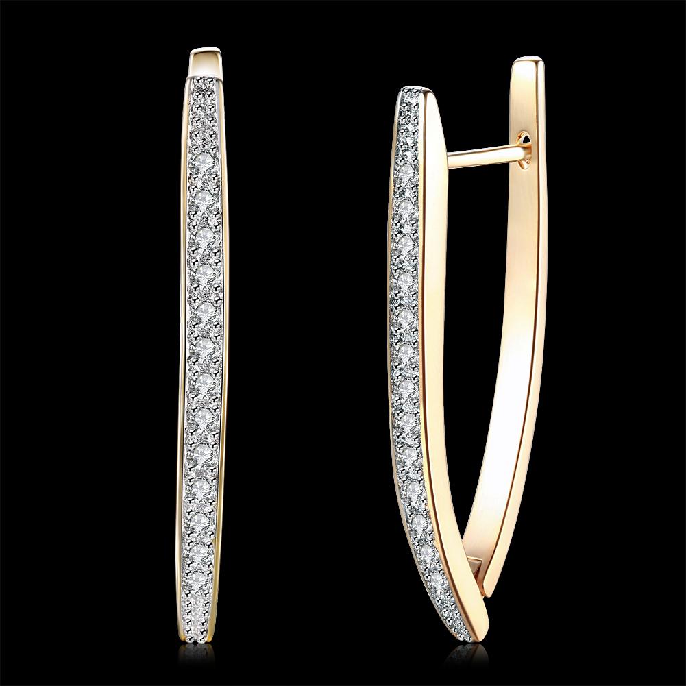 Hollywood Sensation Triangle Hoop Earrings Gold Plate with Swarovski Crystal
